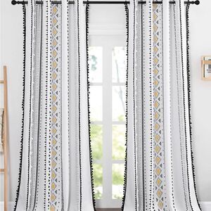Elegant White and Yellow Patterned Curtains